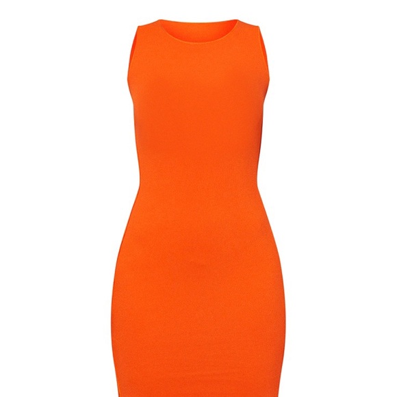 Opening Ceremony Orange Ribbed Turtle neck with side slit tube dress - Picture 3 of 4